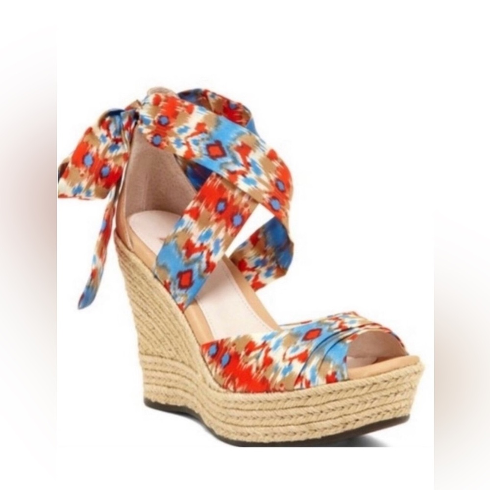 UGG Lucianna  Espardrille Wedge Heel Leather Sandals